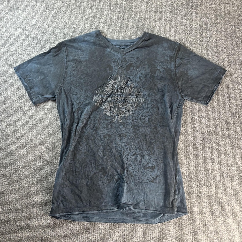 Retrofit Shirt Mens Large Gray V Neck All Over Graphic Tee Streetwear T-Shirt